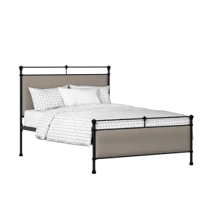 Nancy iron/metal upholstered bed in black with storm grey fabric - Thumbnail