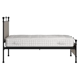 Nancy iron/metal upholstered bed in black with storm grey fabric - Thumbnail