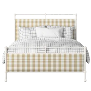 Nancy iron/metal upholstered bed in ivory with Romo Kemble Putty fabric - Thumbnail