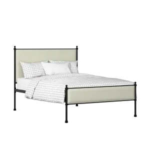 Neville Slim iron/metal upholstered bed in black with mineral fabric - Thumbnail