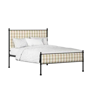 Neville Slim iron/metal upholstered bed in black with Romo Kemble Putty fabric - Thumbnail