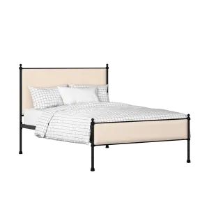 Neville Slim iron/metal upholstered bed in black with silver fabric - Thumbnail