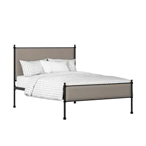 Neville Slim iron/metal upholstered bed in black with storm grey fabric - Thumbnail