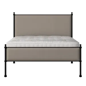 Neville Slim iron/metal upholstered bed in black with storm grey fabric - Thumbnail