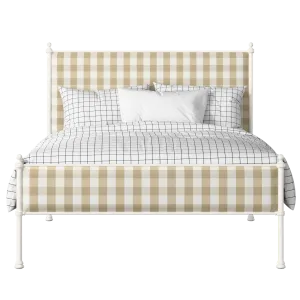 Neville Slim iron/metal upholstered bed in ivory with Romo Kemble Putty fabric - Thumbnail