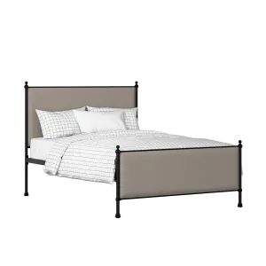 Neville iron/metal upholstered bed in black with storm grey fabric - Thumbnail