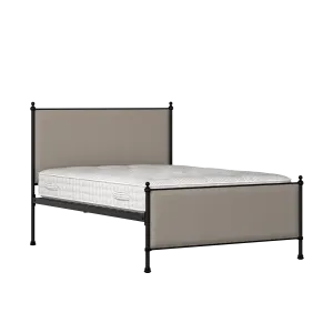Neville iron/metal upholstered bed in black with storm grey fabric - Thumbnail