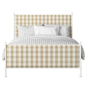 Neville iron/metal upholstered bed in ivory with Romo Kemble Putty fabric - Thumbnail