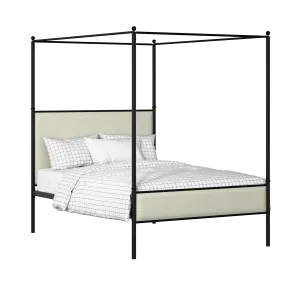 Reims Slim iron/metal upholstered bed in black with mineral fabric - Thumbnail