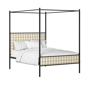 Reims Slim iron/metal upholstered bed in black with Romo Kemble Putty fabric - Thumbnail