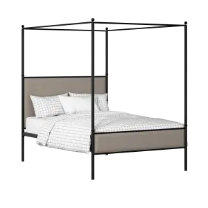 Reims Slim iron/metal upholstered bed in black with storm grey fabric - Thumbnail