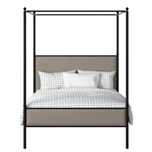 Reims Slim iron/metal upholstered bed in black with storm grey fabric - Thumbnail