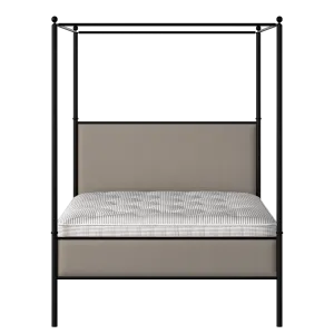 Reims Slim iron/metal upholstered bed in black with storm grey fabric - Thumbnail