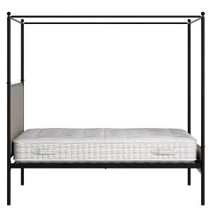 Reims Slim iron/metal upholstered bed in black with storm grey fabric - Thumbnail