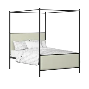 Reims iron/metal upholstered bed in black with mineral fabric - Thumbnail