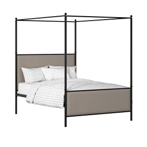 Reims iron/metal upholstered bed in black with storm grey fabric - Thumbnail
