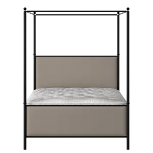 Reims iron/metal upholstered bed in black with storm grey fabric - Thumbnail