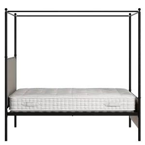 Reims iron/metal upholstered bed in black with storm grey fabric - Thumbnail