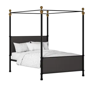 Riviere iron/metal upholstered bed in black with iron fabric - Thumbnail