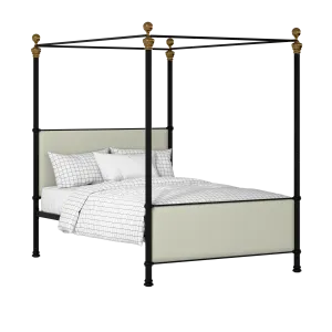 Riviere iron/metal upholstered bed in black with mineral fabric - Thumbnail