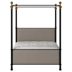 Riviere iron/metal upholstered bed in black with storm grey fabric - Thumbnail