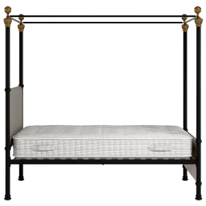 Riviere iron/metal upholstered bed in black with storm grey fabric - Thumbnail