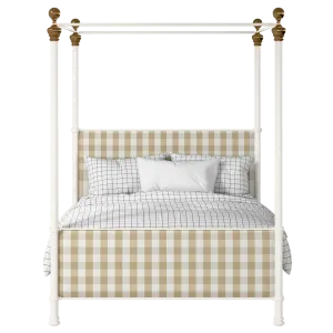 Riviere iron/metal upholstered bed in ivory with Romo Kemble Putty fabric - Thumbnail