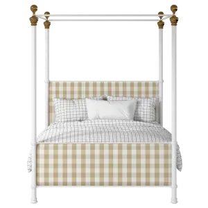 Riviere iron/metal upholstered bed in white with Romo Kemble Putty fabric - Thumbnail