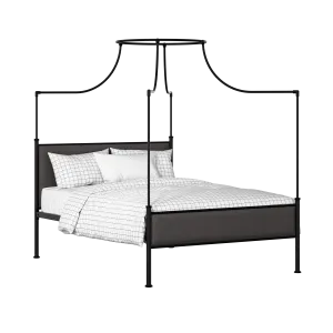 Waterloo Slim iron/metal upholstered bed in black with iron fabric - Thumbnail