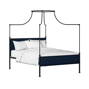 Waterloo Slim cama de metal en negro con tela azul - Thumbnail