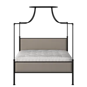 Waterloo Slim iron/metal upholstered bed in black with storm grey fabric - Thumbnail