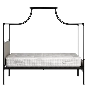 Waterloo Slim iron/metal upholstered bed in black with storm grey fabric - Thumbnail