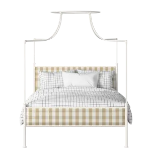 Waterloo Slim iron/metal upholstered bed in ivory with Romo Kemble Putty fabric - Thumbnail