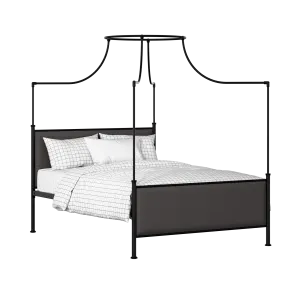 Waterloo iron/metal upholstered bed in black with iron fabric - Thumbnail