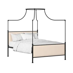 Waterloo iron/metal upholstered bed in black with silver fabric - Thumbnail