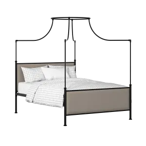 Waterloo iron/metal upholstered bed in black with storm grey fabric - Thumbnail