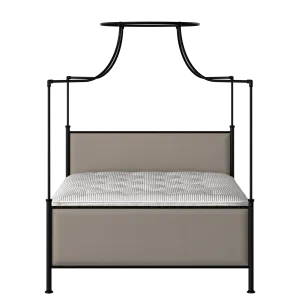 Waterloo iron/metal upholstered bed in black with storm grey fabric - Thumbnail