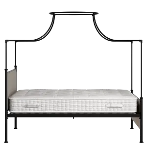 Waterloo iron/metal upholstered bed in black with storm grey fabric - Thumbnail