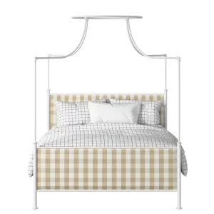 Waterloo iron/metal upholstered bed in white with Romo Kemble Putty fabric - Thumbnail