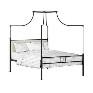 Waterloo Zero iron/metal upholstered bed in black with mineral fabric - Thumbnail