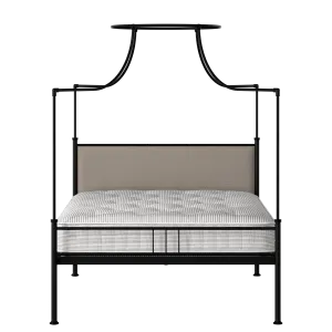 Waterloo Zero iron/metal upholstered bed in black with storm grey fabric - Thumbnail