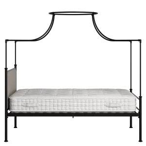 Waterloo Zero iron/metal upholstered bed in black with storm grey fabric - Thumbnail