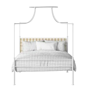 Waterloo Zero iron/metal upholstered bed in white with Romo Kemble Putty fabric - Thumbnail