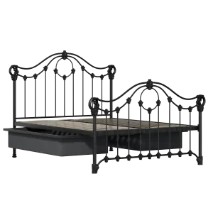 Alva iron/metal bed in black with drawers - Thumbnail