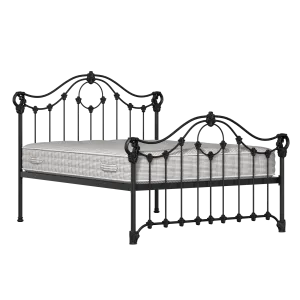 Alva iron/metal bed in black with Juno mattress - Thumbnail