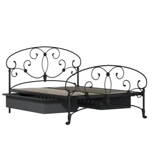 Arigna iron/metal bed in black with drawers - Thumbnail