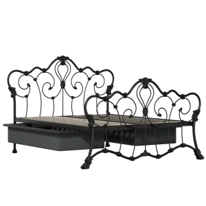 Athalone iron/metal bed in black with drawers - Thumbnail