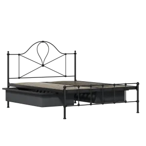 Athena iron/metal bed in black with drawers - Thumbnail