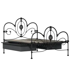 Ballina iron/metal bed in black with drawers - Thumbnail