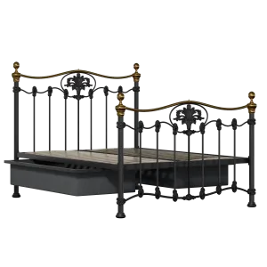 Camolin iron/metal bed in black with drawers - Thumbnail